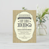 Rustic Burlap BBQ Baby Shower-uitnodigingen Kaart (Staand voorkant)