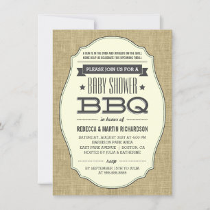  Rustic Burlap BBQ Baby Shower-uitnodigingen Kaart