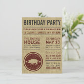 Rustic Burlap BBQ Birthday Party Kaart (Staand voorkant)