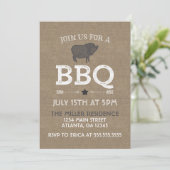 Rustic Burlap BBQ Party Kaart (Staand voorkant)