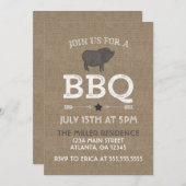 Rustic Burlap BBQ Party Kaart (Voorkant / Achterkant)