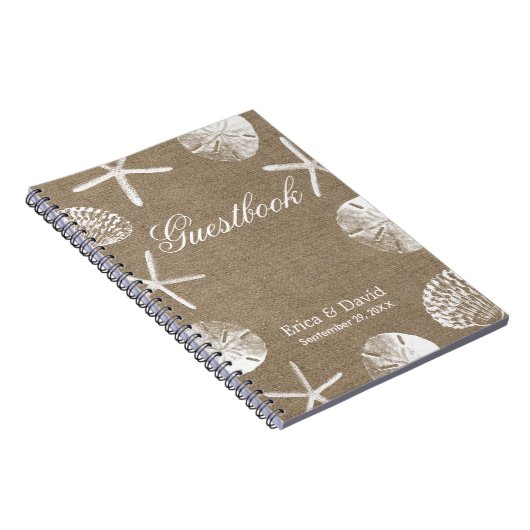 Rustic Burlap Beach Wedding Guestbook Notitieboek (Rechterzijde)