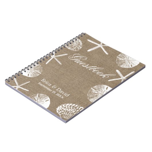 Rustic Burlap Beach Wedding Guestbook Notitieboek (Linkerzijde)