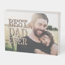 Rustic Burlap Best Pap Ever Custom Photo Houten Kist Print