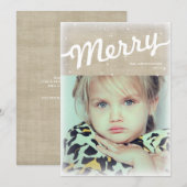 Rustic Burlap Big Merry-kerstfotokaart Feestdagenkaart (Voorkant / Achterkant)