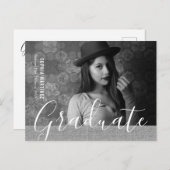 Rustic Burlap Black en White Photo Afstuderen Uitnodiging Briefkaart (Voorkant / Achterkant)