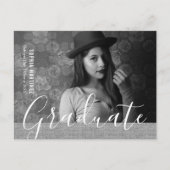 Rustic Burlap Black en White Photo Afstuderen Uitnodiging Briefkaart (Voorkant)