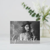 Rustic Burlap Black en White Photo Afstuderen Uitnodiging Briefkaart (Staand voorkant)