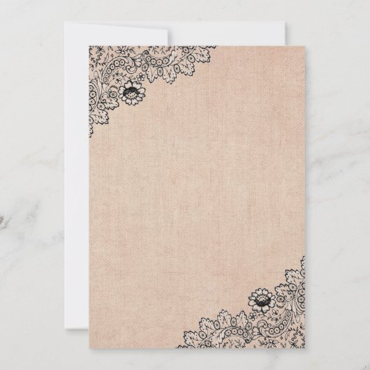 Rustic Burlap Black Lace Sunflower Quinceanera Kaart (Achterkant)