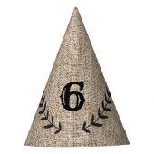 Rustic Burlap Black Laurel Leaf Birthday Party Feesthoedjes (Voorkant)