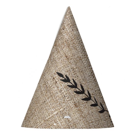 Rustic Burlap Black Laurel Leaf Birthday Party Feesthoedjes (Links)