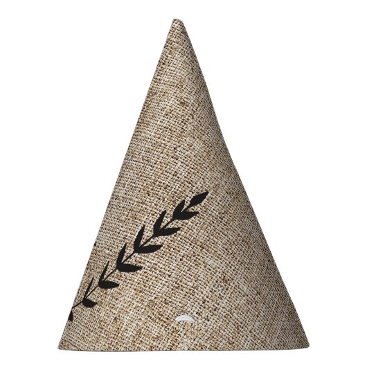 Rustic Burlap Black Laurel Leaf Birthday Party Feesthoedjes (Rechts)