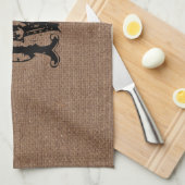 Rustic Burlap Black Monogram - Shabby Chic Theedoek (Quarter Fold)