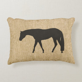 Rustic Burlap Black Western Pleasure Horse Decoratief Kussen