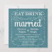 Rustic Burlap Blauwgroen Blue Wedding Invitations Kaart (Voorkant)
