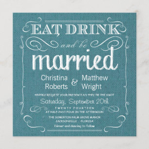 Rustic Burlap Blauwgroen Blue Wedding Invitations Kaart