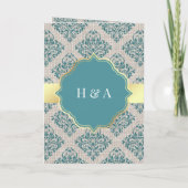 Rustic Burlap Blauwgroen Damask Muslim Wedding (Achterkant)