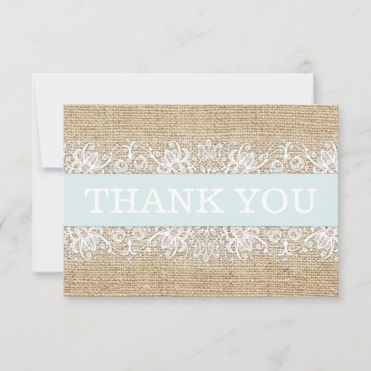 Rustic Burlap Blue Boy Modern Dank je Bedankkaart (Voorkant)