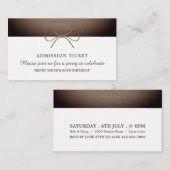 Rustic Burlap Bow, Admission Ticket Informatiekaartje (Voorkant / Achterkant)