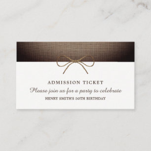 Rustic Burlap Bow, Admission Ticket Informatiekaartje