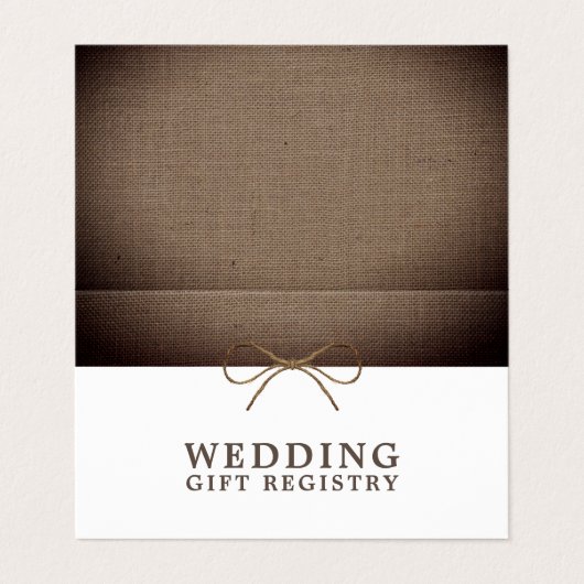 Rustic Burlap bow met fotokaartje Visitekaartje (Buitenkant ongevouwen)