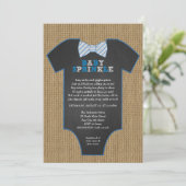 Rustic Burlap Bow Stropdas Shirt jongen Baby Sprin Kaart (Staand voorkant)