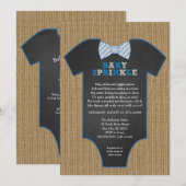 Rustic Burlap Bow Stropdas Shirt jongen Baby Sprin Kaart (Voorkant / Achterkant)