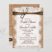 Rustic Burlap Bridal Shower Invitation Briefkaart (Voorkant / Achterkant)