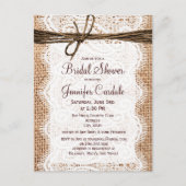 Rustic Burlap Bridal Shower Invitation Briefkaart (Voorkant)