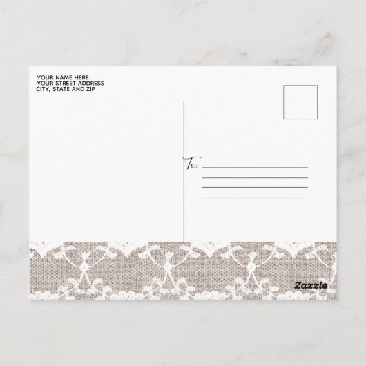 Rustic Burlap Bridal Shower Invitation Briefkaart (Achterkant)