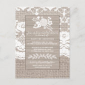 Rustic Burlap Bridal Shower Invitation Briefkaart (Voorkant)