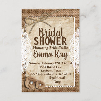 Rustic Burlap Bridal Shower Kaart