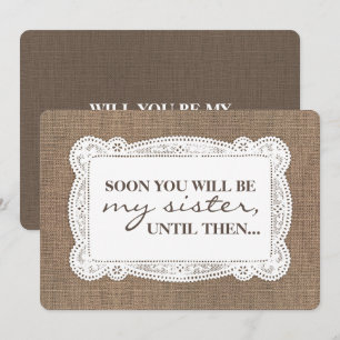 Rustic Burlap Bridesmaid / Maid of Honor proposal Kaart