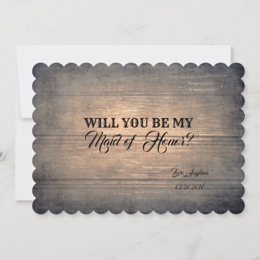 Rustic Burlap Bridesmaid / Maid of Honor proposal Kaart (Achterkant)