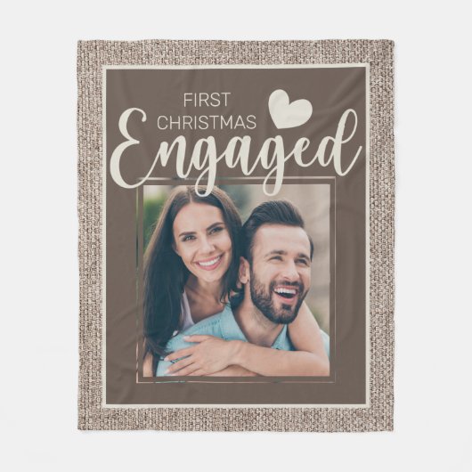 Rustic Burlap Brown 1 e kerstcadeaufoto Fleece Deken (Voorkant)