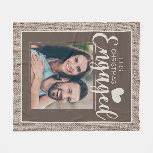 Rustic Burlap Brown 1 e kerstcadeaufoto Fleece Deken (Voorkant (Horizontaal))