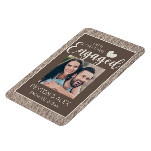 Rustic Burlap Brown 1 e kerstcadeaufoto Magneet (Linkerzijde)
