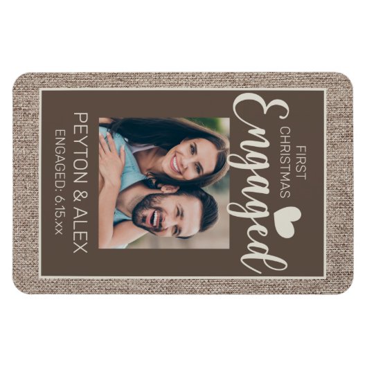 Rustic Burlap Brown 1 e kerstcadeaufoto Magneet (Horizontaal)