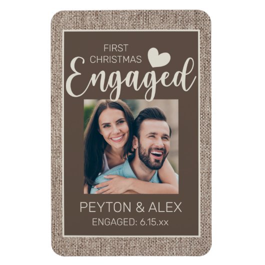 Rustic Burlap Brown 1 e kerstcadeaufoto Magneet (Verticaal)