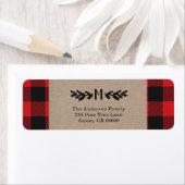 Rustic Burlap Buffalo Pset Monogram Pine Etiket (Insitu)