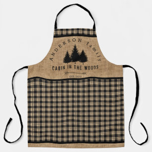 Rustic Burlap Buffalo Pset Pattern Cabin Bossen Schort