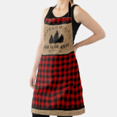 Rustic Burlap Buffalo Pset Pattern Cabin Bossen Schort (Insitu)