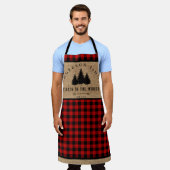 Rustic Burlap Buffalo Pset Pattern Cabin Bossen Schort (Gedragen)