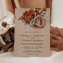 Rustic Burlap Burnt Oranje Roos Terracotta Wedding