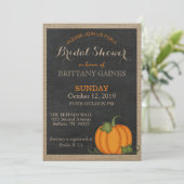 Rustic Burlap Chalkboard Oranje pompoendouche Kaart (Staand voorkant)