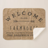Rustic Burlap Country Welkom bij onze Boerderij Do Sherpa Deken (Voorkant (horizontaal))