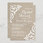 Rustic Burlap Damask Bridal Shower Kaart (Voorkant / Achterkant)