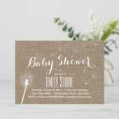 Rustic Burlap Dandelion Baby Shower-uitnodigingen Kaart (Staand voorkant)