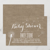 Rustic Burlap Dandelion Baby Shower-uitnodigingen Kaart (Voorkant / Achterkant)