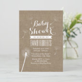 Rustic Burlap Dandelion Baby Shower-uitnodigingen Kaart (Staand voorkant)
